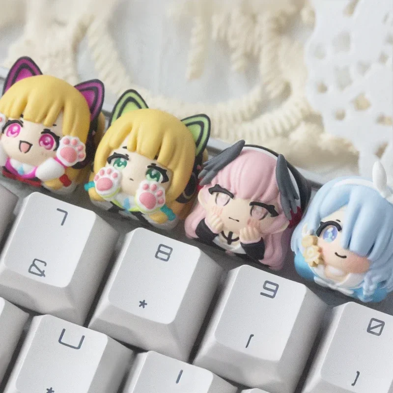 Shimoe Koharu Anime Keycaps 3D Resin Artisan Key Caps Custom Original Handmade Keycaps for Mechanical Keyboard AronaSaiba Momoi