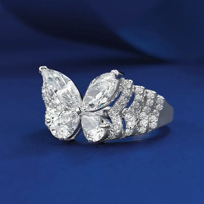 

s925 Sterling Silver Zricon Rings Butterfly Shaped Diamond Ring for Women 18k Gold Plated Engagement Party Gift Luxury Jewelry