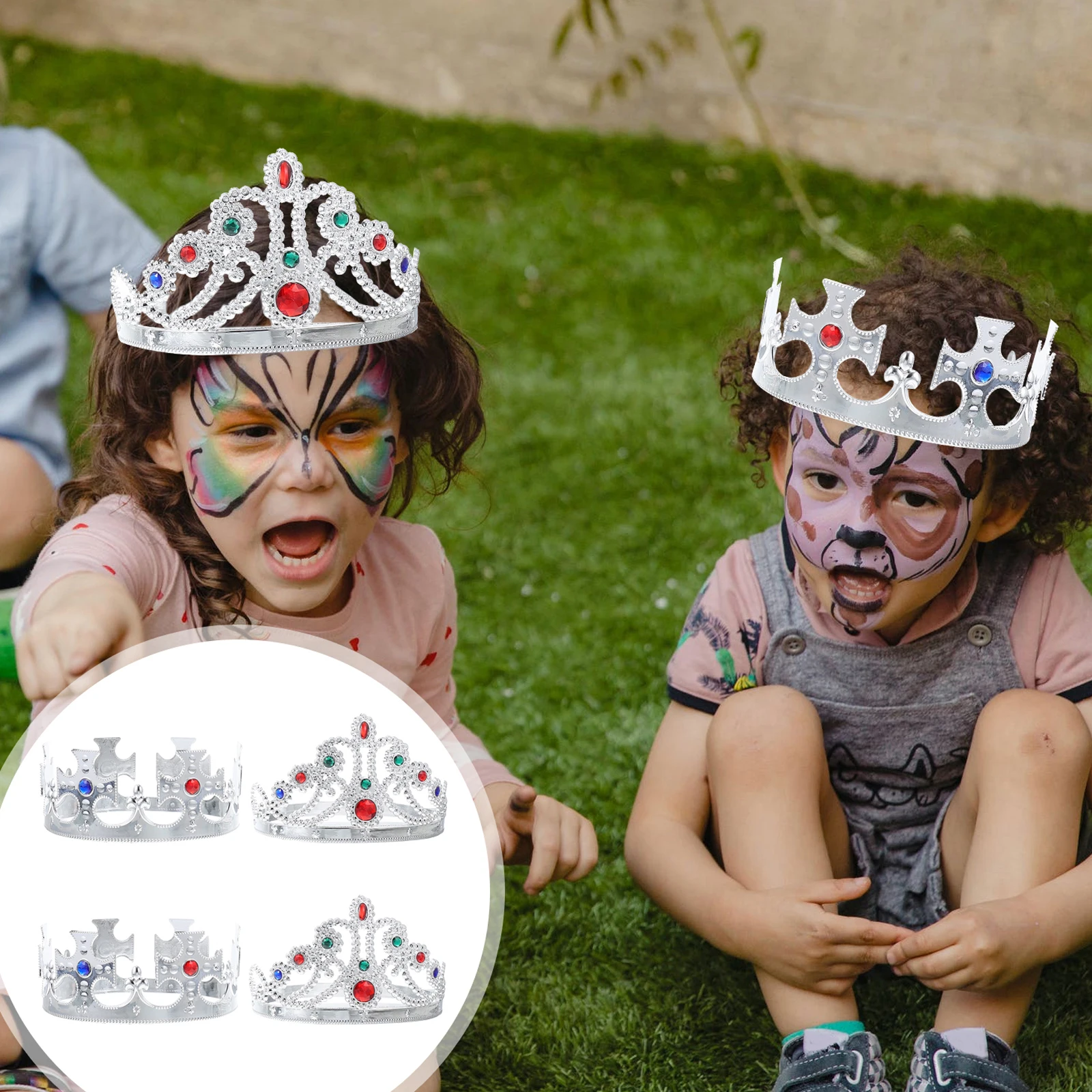

4 Pcs Children Crown Headb ABS Acrylic Comfortable Elegant Headdress Girls Party Daily Use Delicate Tiara Charm