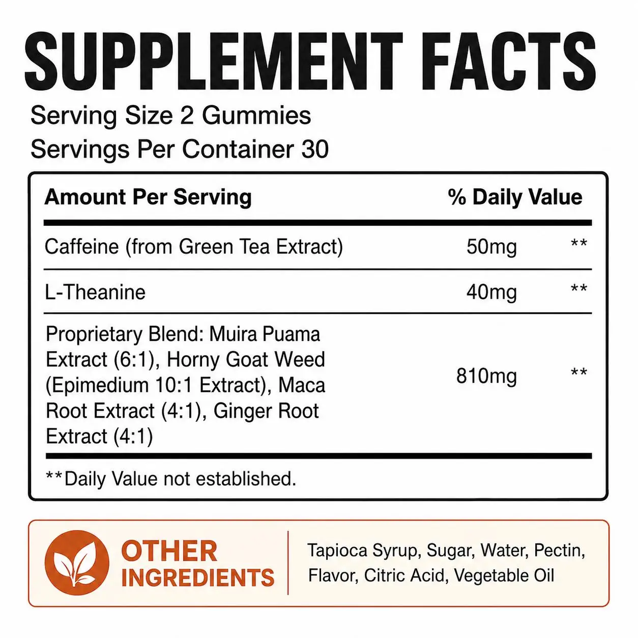 Docteat Caffeine L-Theanine Gummies 50mg from Green Tea Berry Flavor Pectin Soft Chews Daily Wellness 60 Gummies Adults