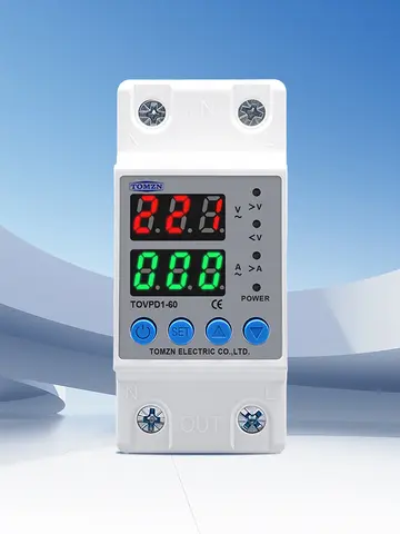 Tomzn trilho din 110v 230v ac ajustável sobre sob tensão dispositivo de proteção protetor relé monitor limite corrente 40a 63a 80a