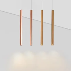NEW LED Pendant Long Tube Silver copper Rose Golden Lamp Island Bar Counte Shop Room Kitchen Fixtures Hanglamp Luminaire Light
