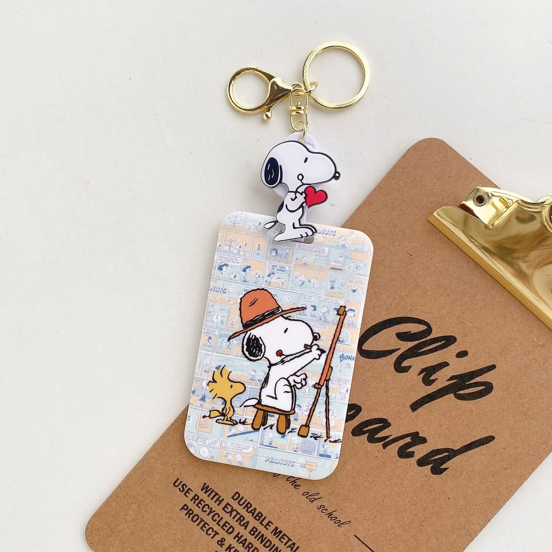 SNOOPY Charlie Schlüsselanhänger Anime Paar Taschenanhänger Herren Damen Schlüsselanhänger Zubehör Bus-ID-Türkartenhalter – Detail 8