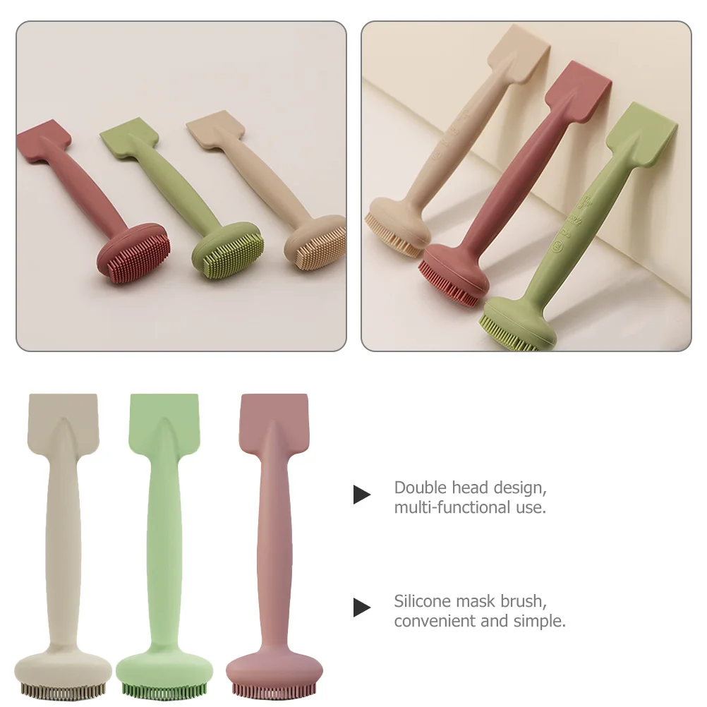 3 個のシリコーン泥マスクブラシデュアルエンドフェイシャルマスクアプリケーター柔軟なフェイススクラバーメイクアップスパチュラツール女性スキンケア