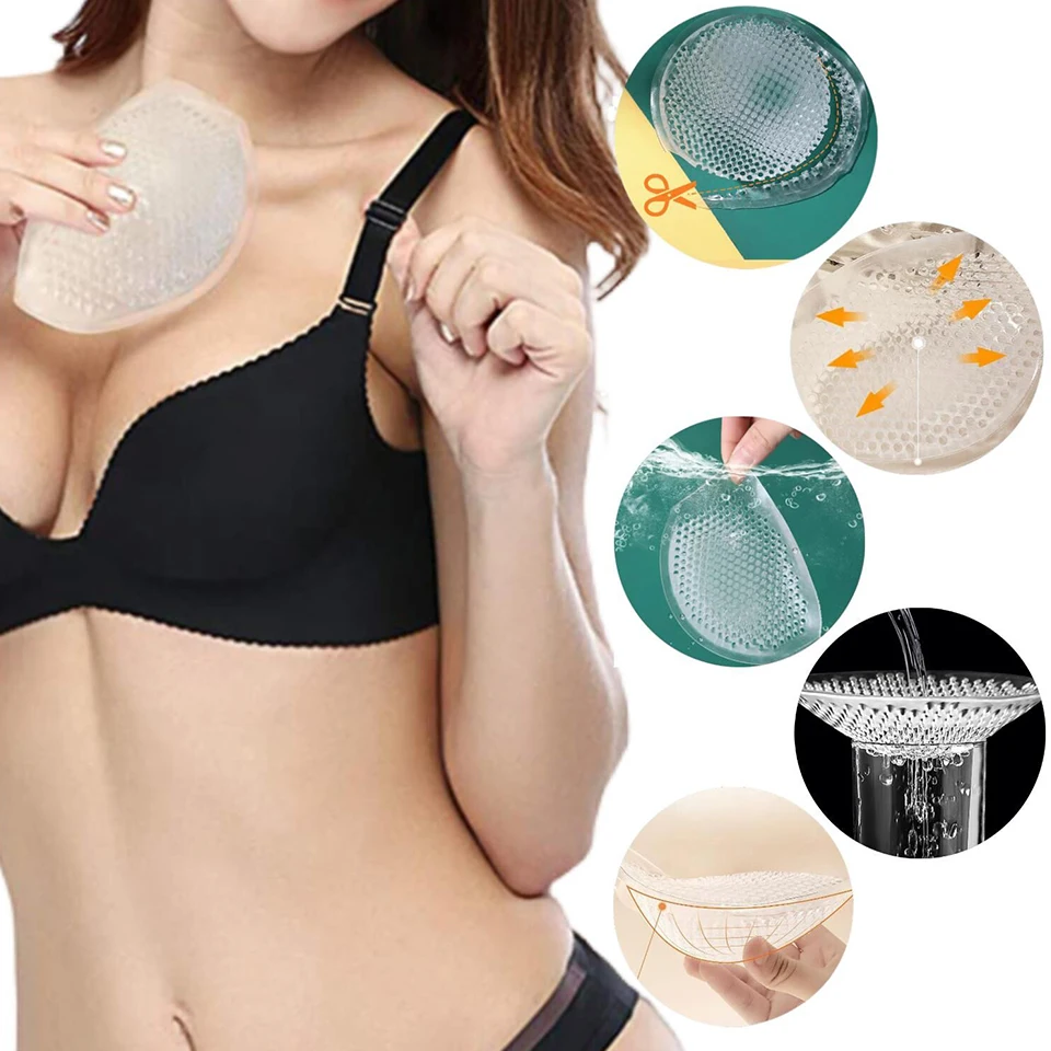 Clear Women Invisible Gel Honeycomb Bra Inserts Pad Breast Chest Molding Enhancer Swimwear Push Up Booster Pads For Bikini