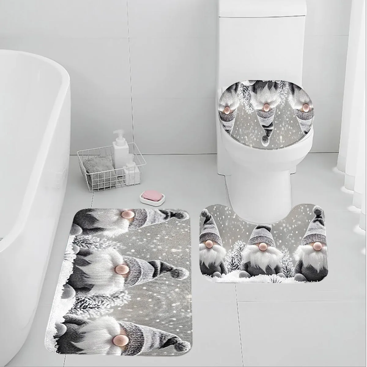 Ein Winter-Toilettensitz für ältere Menschen können einzeln oder als Set für Badezimmerteppiche zusammengebaut werden