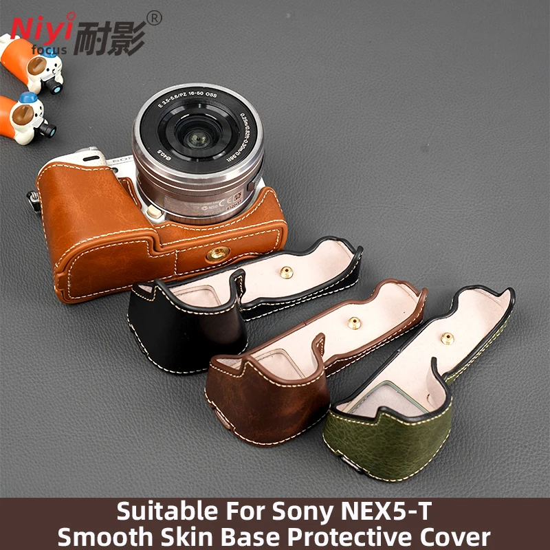 

For Sony NEX5-T NEX6 NEX7 Camera Vintage Oily Leather Base Protective Cover NEX5T Half Case Bottom Open