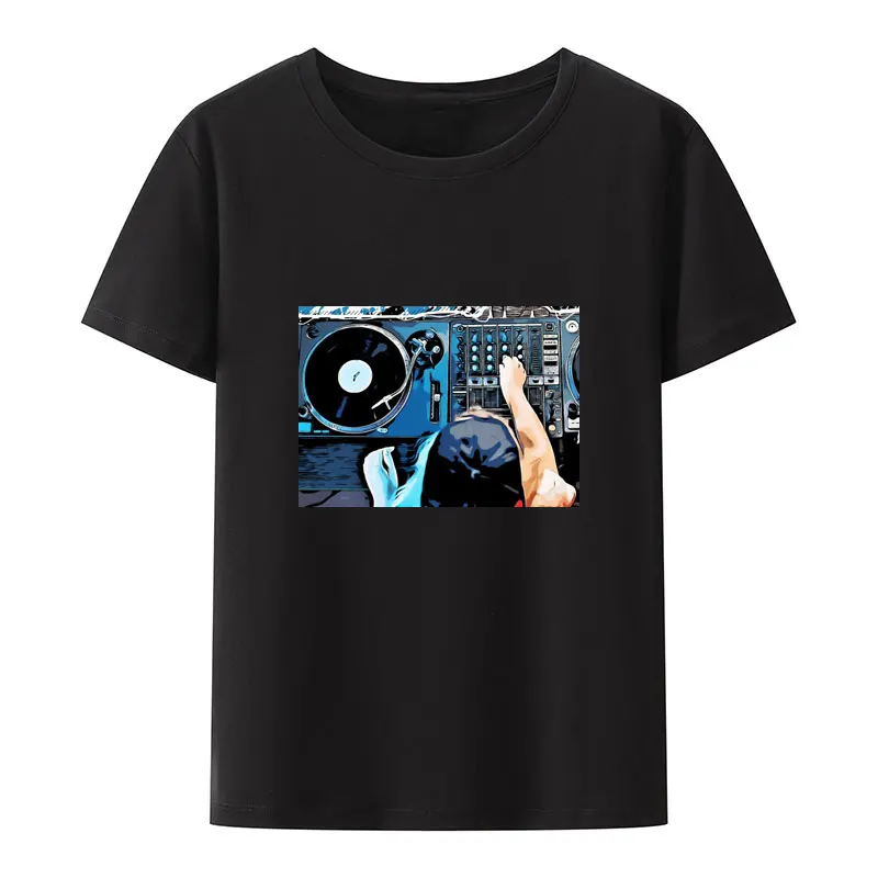 Classic Night Club DJ Keyboard Printing Modal T Shirts Turntable DJ Music Audio Hip-hop Fashion Streetwear Hipster Casual Tops