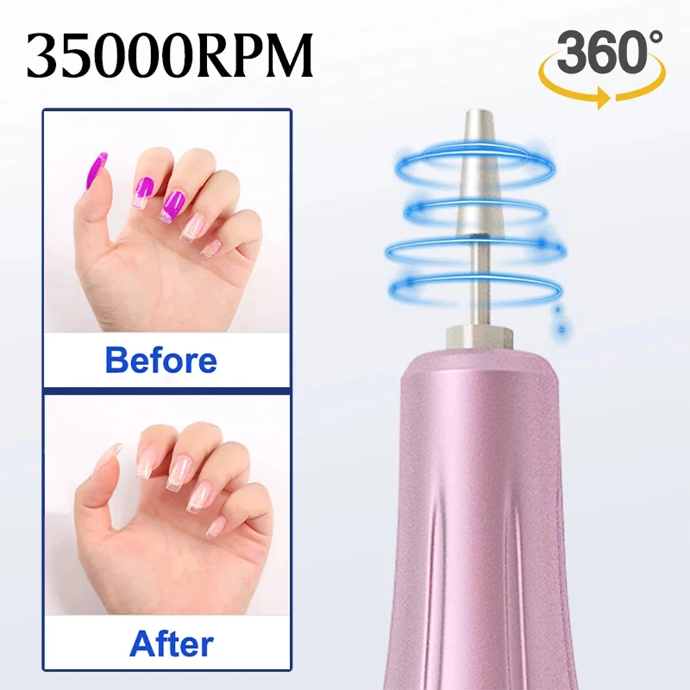 New Rechargeable Electric Cordless Nail Drill Machine 35,000 RPM & UV Gel Nail Dryer Lamp Salon Expert Nail Art Manicure Tools