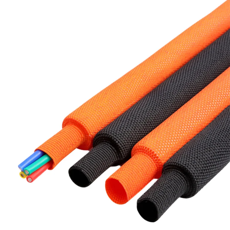 Heat Shrink Braided Cable Sleeve 6~100mm Insulation Flam Retardant Wire Wrap Sheath Protection PET Auto Line Organizer