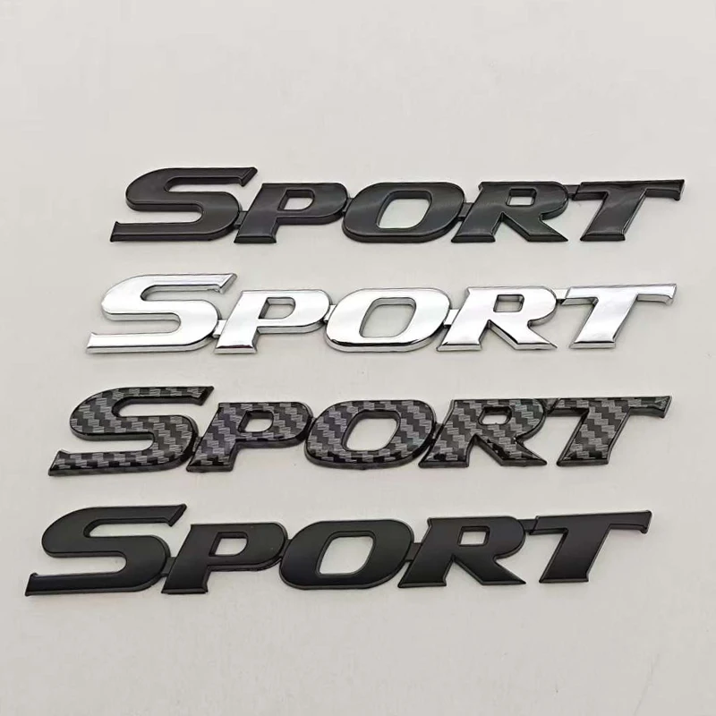 3D ABS Chrome Black Car Letters Logo SPORT Emblem Badge Sport Stickers Car Rear Trunk Accessories