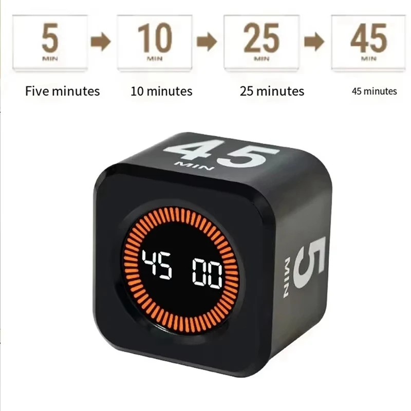ABUL-Timer Cube Timer Visual LED Display Time Kids Time Management Kitchen Countdown Timer