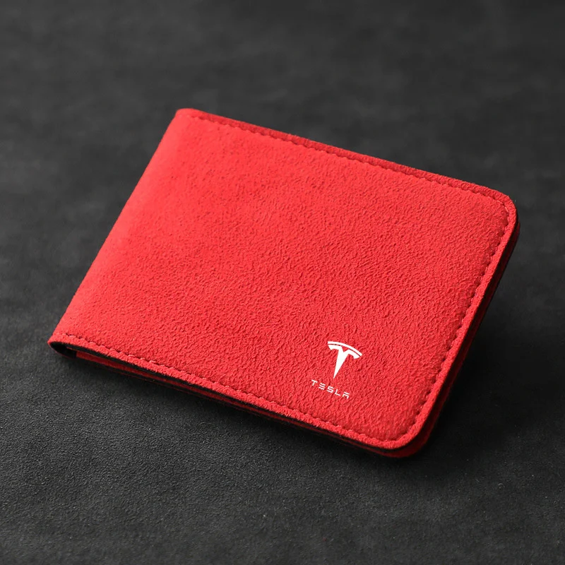 Car Driver License Suede Bag Auto Driving Documents Wallet For Tesla Model 3 Model S Model X Model Y Roadster SpaceX Accessories