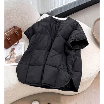 女性用チョッキベスト V ネックカジュアル軽量綿追加ノースリーブカーディガンヴィンテージキルティングジャケットルーズ女性トップス