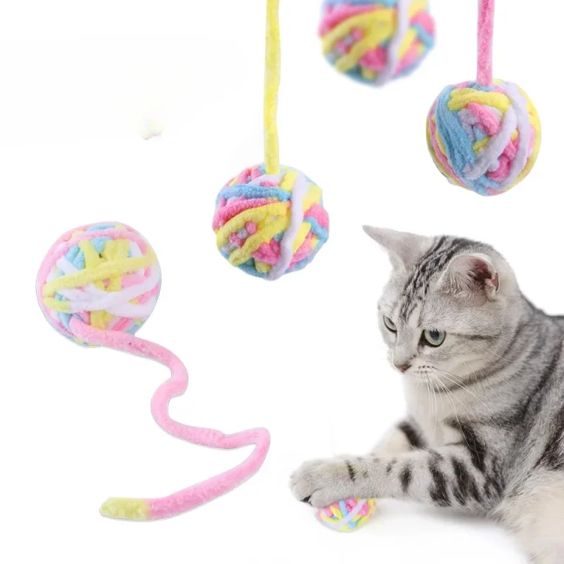 Pet Cat Toys Are Self Entertaining Chew and Tease Cats Toy Balls Colored Wool Dog Supplies Fidget Toy for Cats Accessories