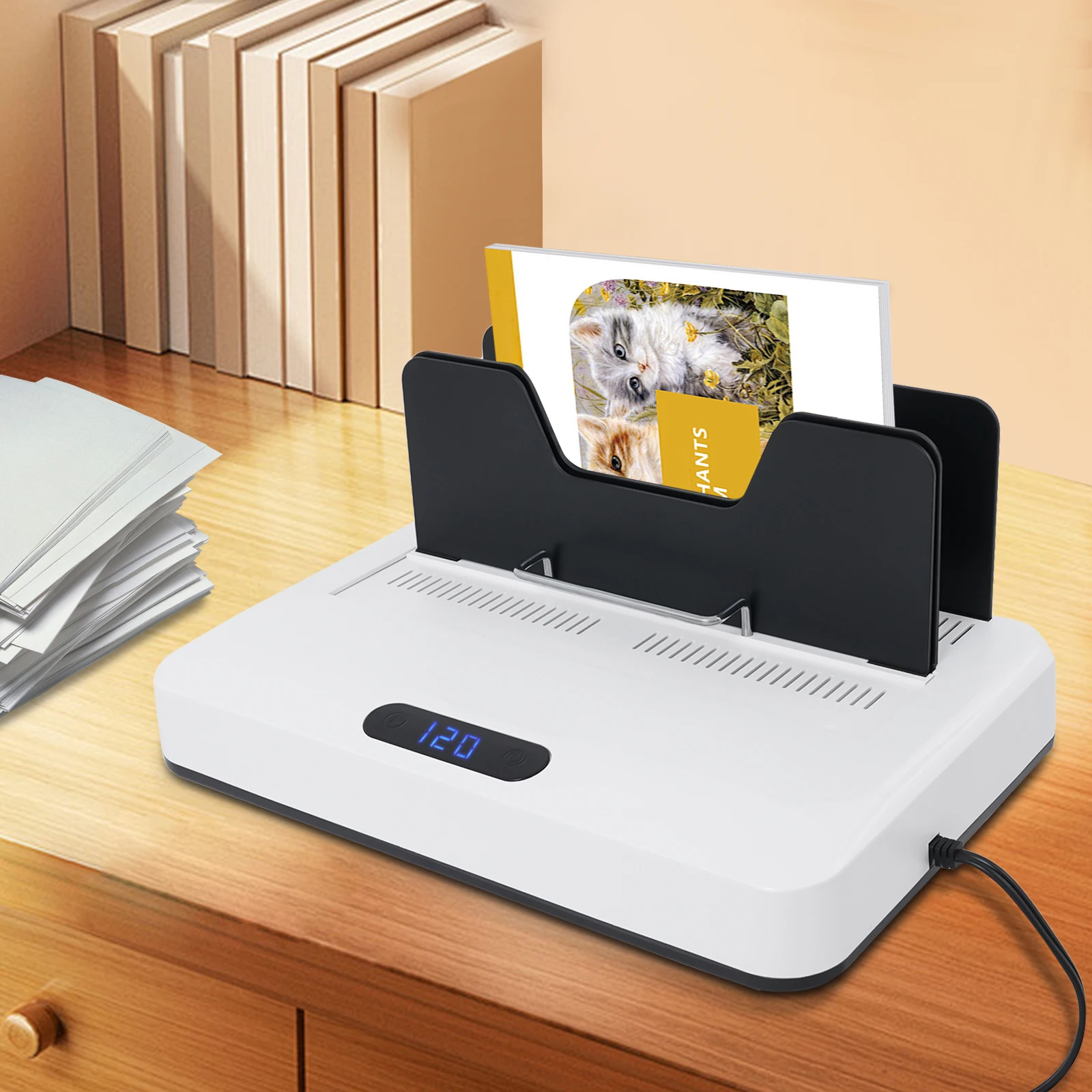 

Electric Heat Binding Machine, Heat Binding Device, Hot Melt Machine with LED Display 60mm Binding Thickness A4 Size for School