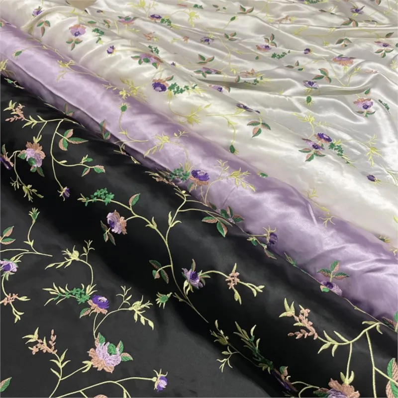 

Satin acetate embroidery fabric heavy imitation Su Chinese style antique dress cheongsam clothing material