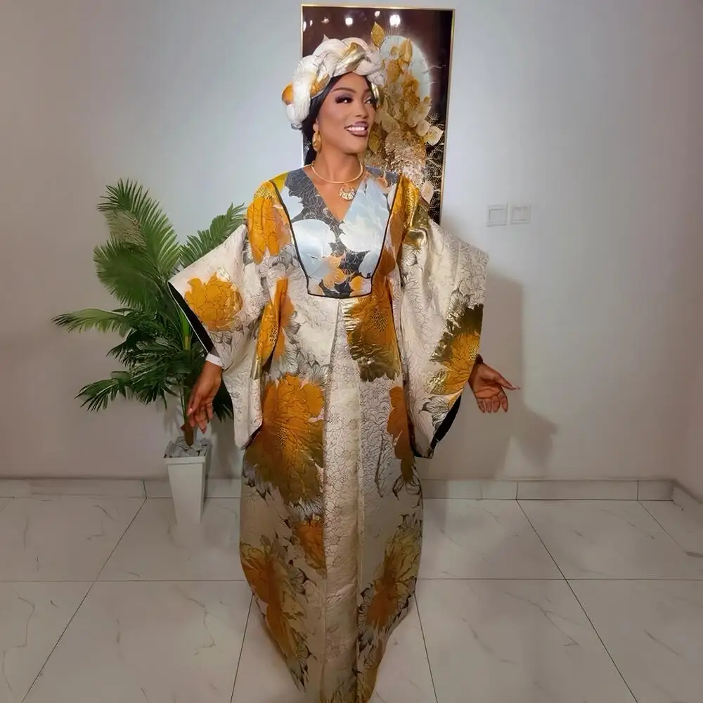 

African woman boubou african dresses for woman luxury africa clothing church dresses for woman african Wear a headscarf