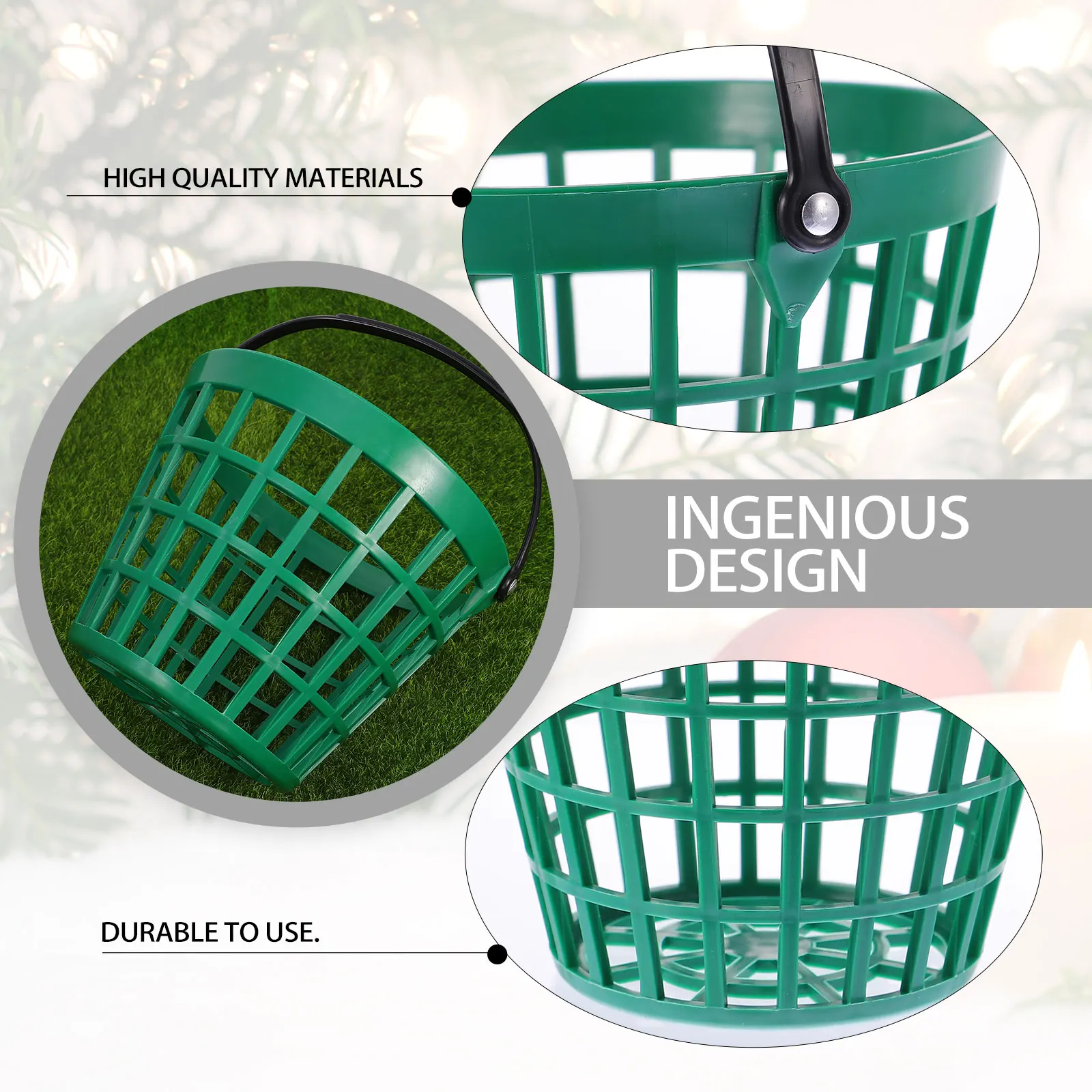 

1pc Golf Ball Picker Basket Handle Nylon Bucket Outdoor Storage Cleaning Range Baskets Large Capacity Dirt Leak Ball Container