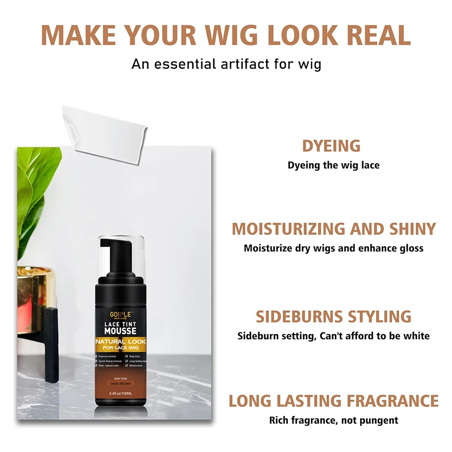 GOIPLE Fast Dry Waterproof Lace Tint Melting Mousse or Anti Frizz Smoothing Wax Sticks or Edge Control Gel Hair Band Edge Brush