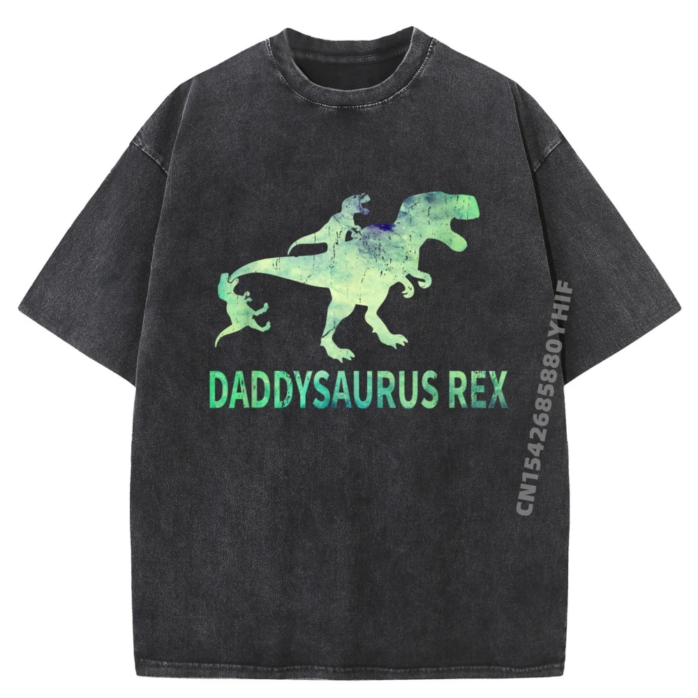 

Daddysaurus T Rex Dinosaur Daddy Saurus Dad 2 Two Dino Cotton Graphic Tees Mens Washed Camisas De Hombre