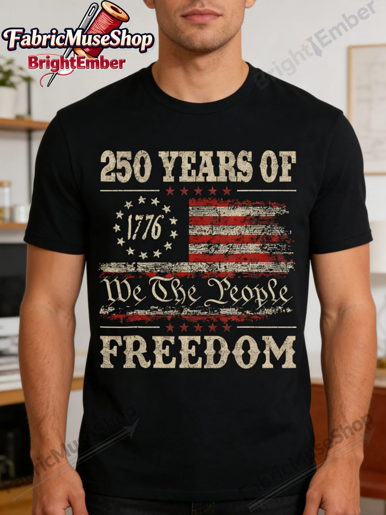 250 Years America Anniversary 1776 250th Birthday US Flag Unisex T-Shirt | Street Style Oversized Fit, Soft, Fashionable Summer