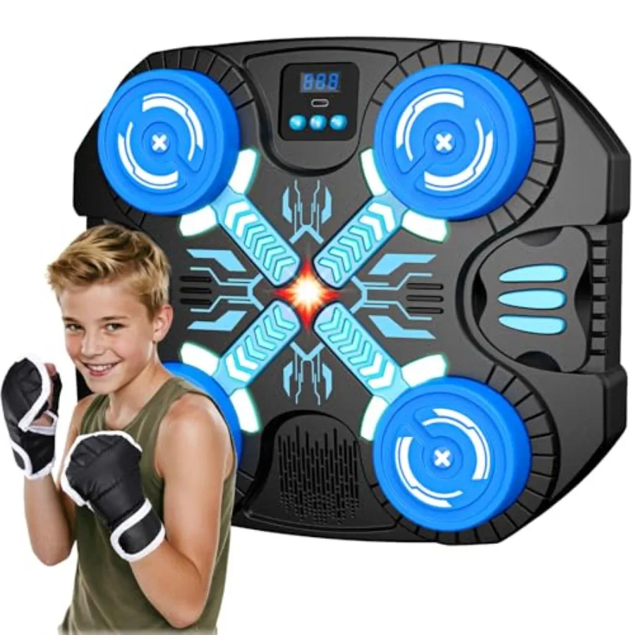 Wall Mounted Bluetooth Punching Target with Music for 4-10 Years Old Boys Girls Sports Toy 3 Game Modes 14 Levels Scoring Glove