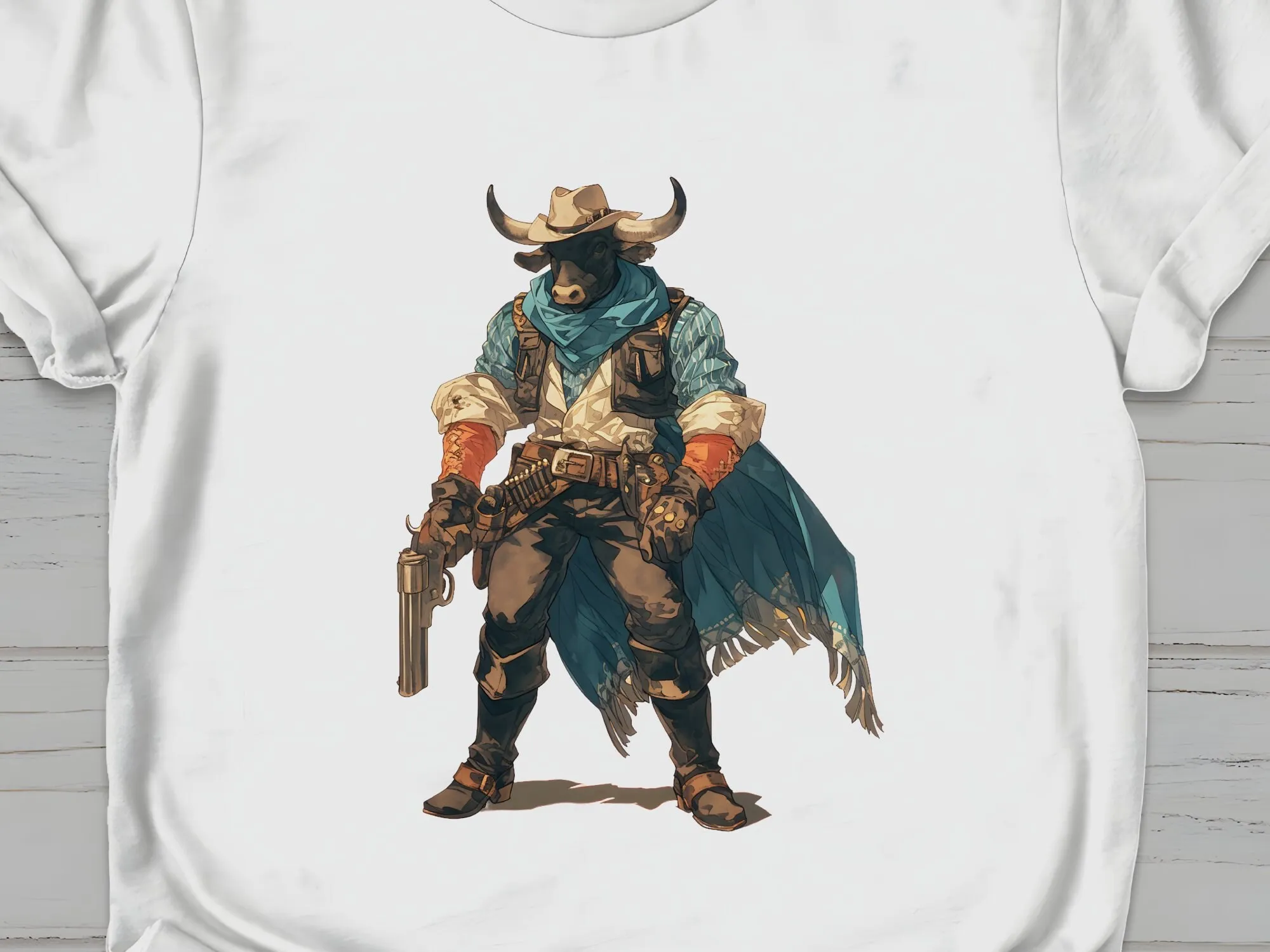 Bull Cowboy T Shirt Western Cowgirl Rodeo Style  Adult Casual Outfit Inspired Apparel