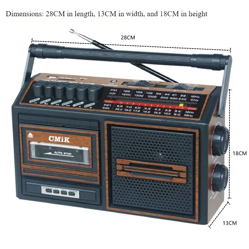 Multi Functional Portable Tape Recorder Cassette Player Tape Recorder Card Insertion Section Elderly Radio