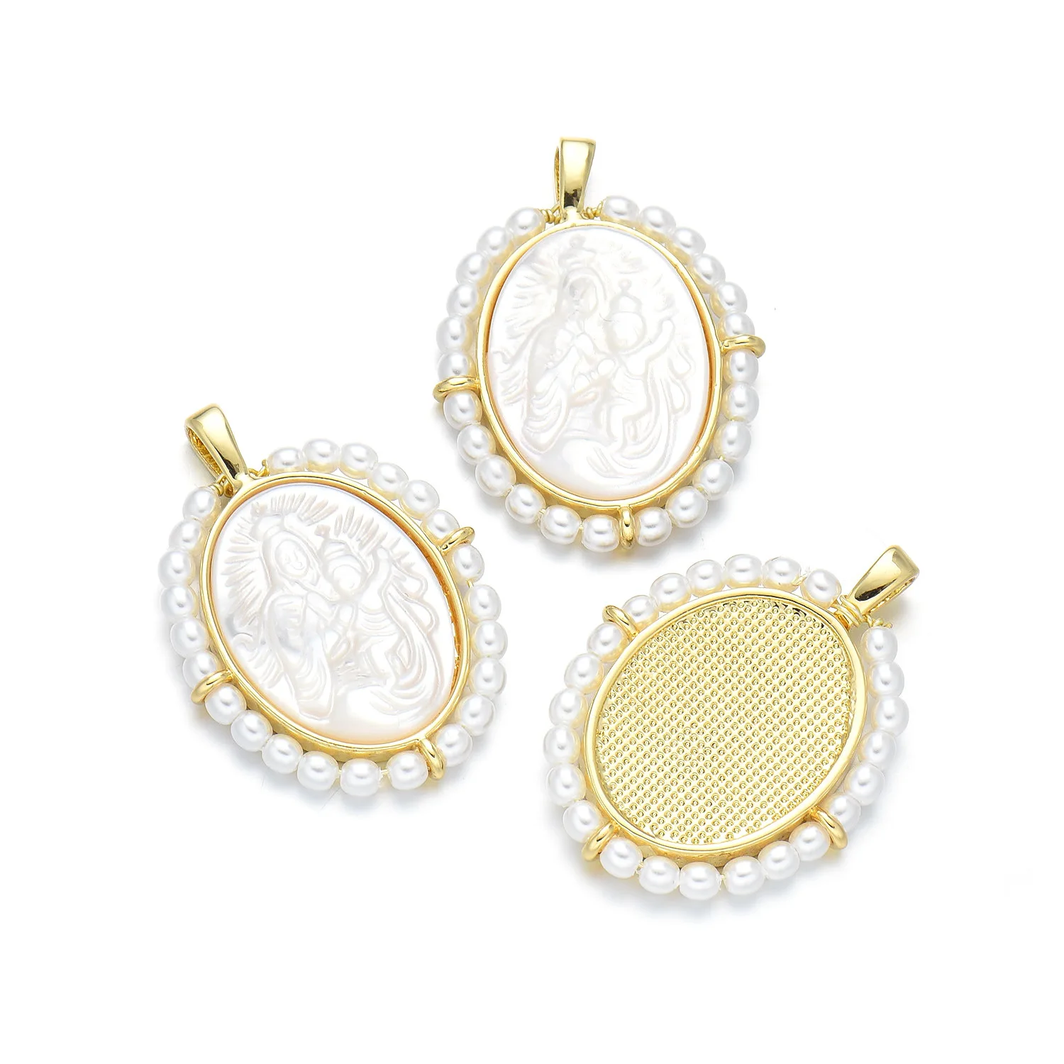 5 Pieces Europe and The United States Virgin Mary Portrait Necklace Pendant Accessories DIY Jewelry Making Materials Wholesale