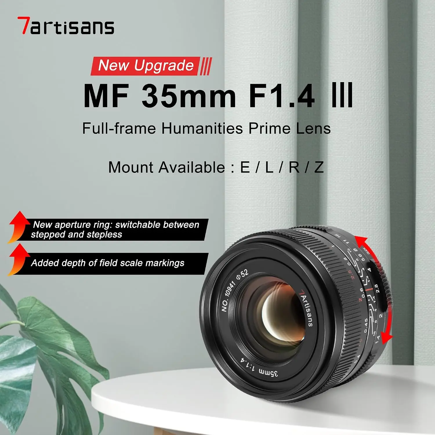 7artisans Full Frame 35mm F1.4 III Standard Prime Mirrorless Camera Lens for Portrait Photography with Sony E Canon RF Nikon Z L