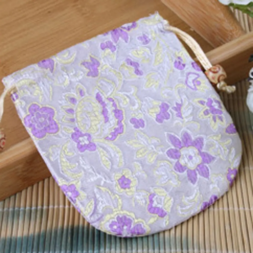 Bolsa con cordón de flores bordadas, bolso de mano de lona de estilo chino, bolsa de almacenamiento, bolsa de muñeca Hanfu, embalaje de joyería