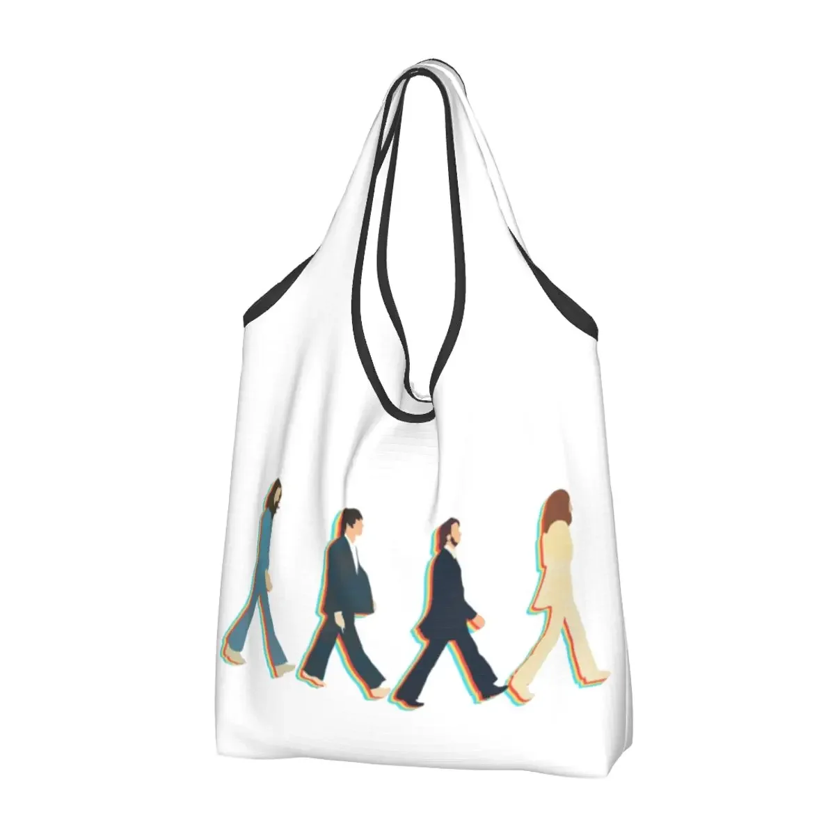 Durable Large Reusable The Beatle Walking Road Grocery Bags Recycle Foldable Heavy Duty Shopping Tote Bag Washable Lightweight