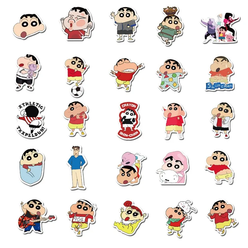 50PCS Cartoon Cute Crayon Shin-chan Stickers Luggage Mobile Phone Case Computer Guitar Water Cup Decoration Stickers Wholesale