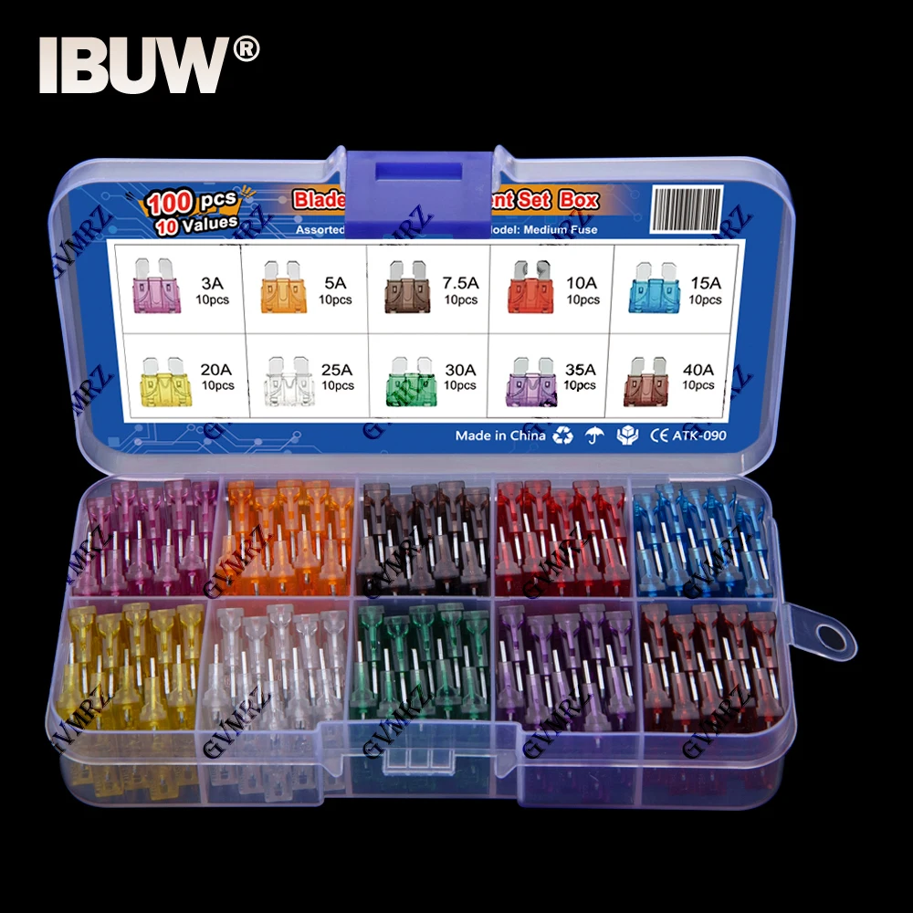 80PCS Medium Size Blades Type Car Fuse kit Assortment 3A 5A 7.5A 10A 15A 20A 25A 30A 35A 40A Fuse Set Auto Car Truck
