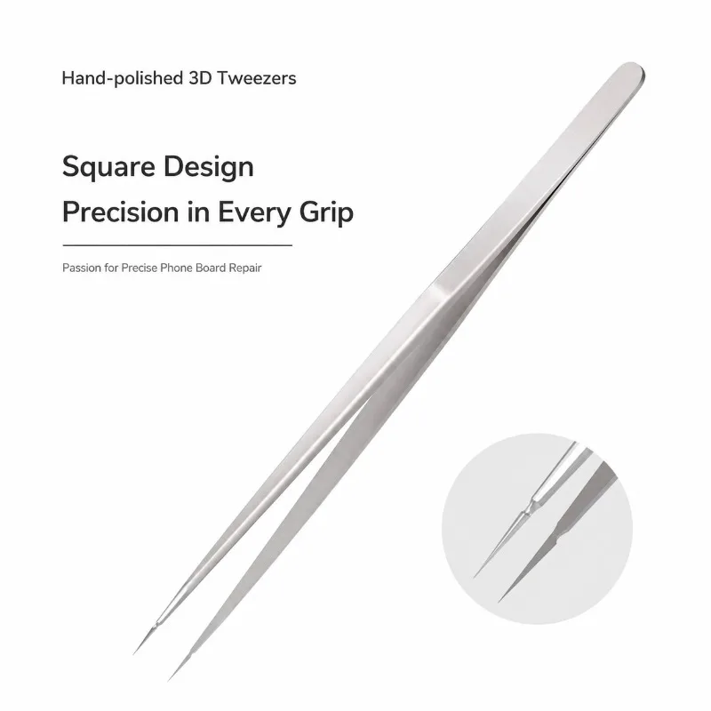 Hand Polished 3D Tweezers Ultra Sharp Hard Precision Forceps Professional Cellphone Repair Tools Fine Tip Tweezers for Circuit