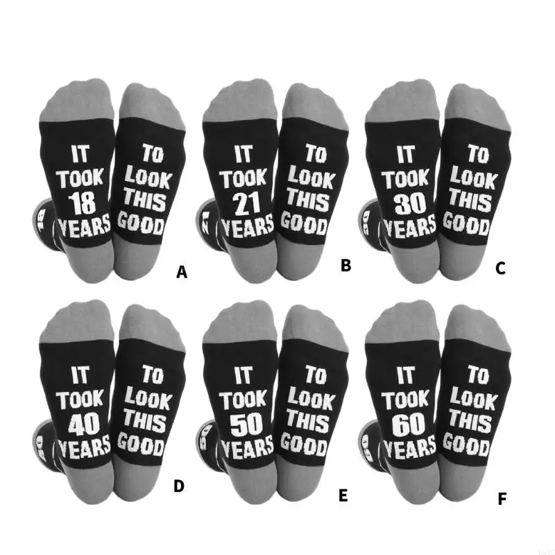 

L5YC Unique Jacquard Pattern Cotton Socks with Age Numbers 18th 21st 30th 40th For Birthday Celebrations Thoughtful Gift