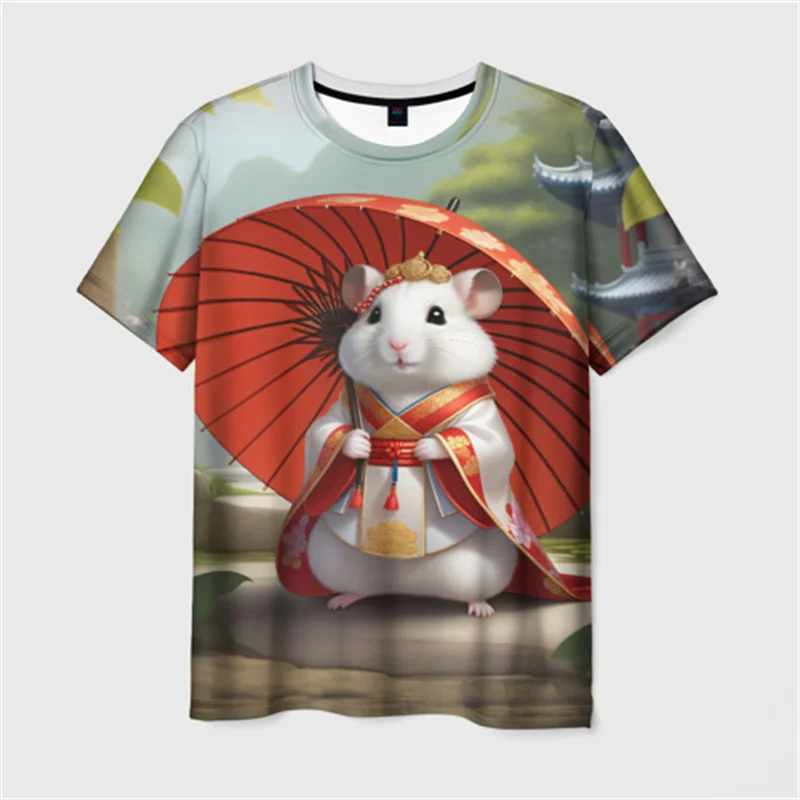 

Cute Hamster Graphics T Shirts Summer Fashion Short Sleeve Funny Animals 3D Printed T-shirts Casual Streetwear Oversized Tops