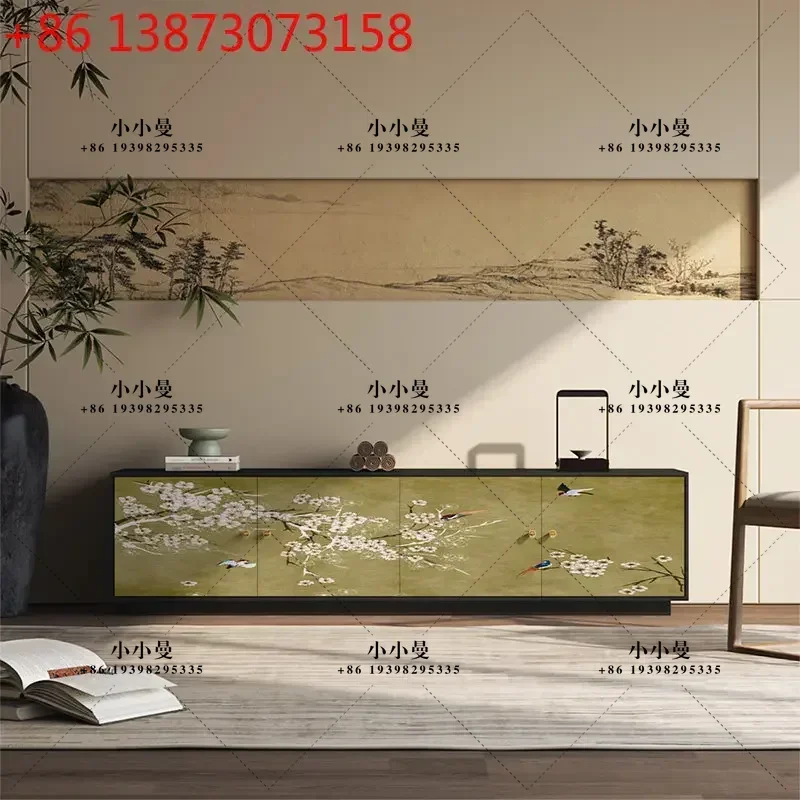 Song-style aesthetic solid wood 2026 new living room integrated storage durable TV cabinet