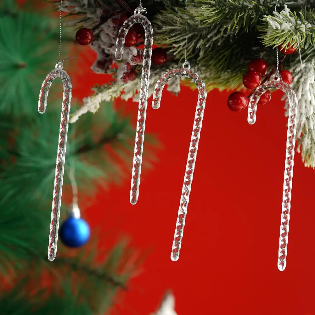 12Pcs Acrylic Crystal Simulation Ice Christmas Tree Hanging Ornaments 2025 Merry Christmas Decor For Home Xmas Gifts