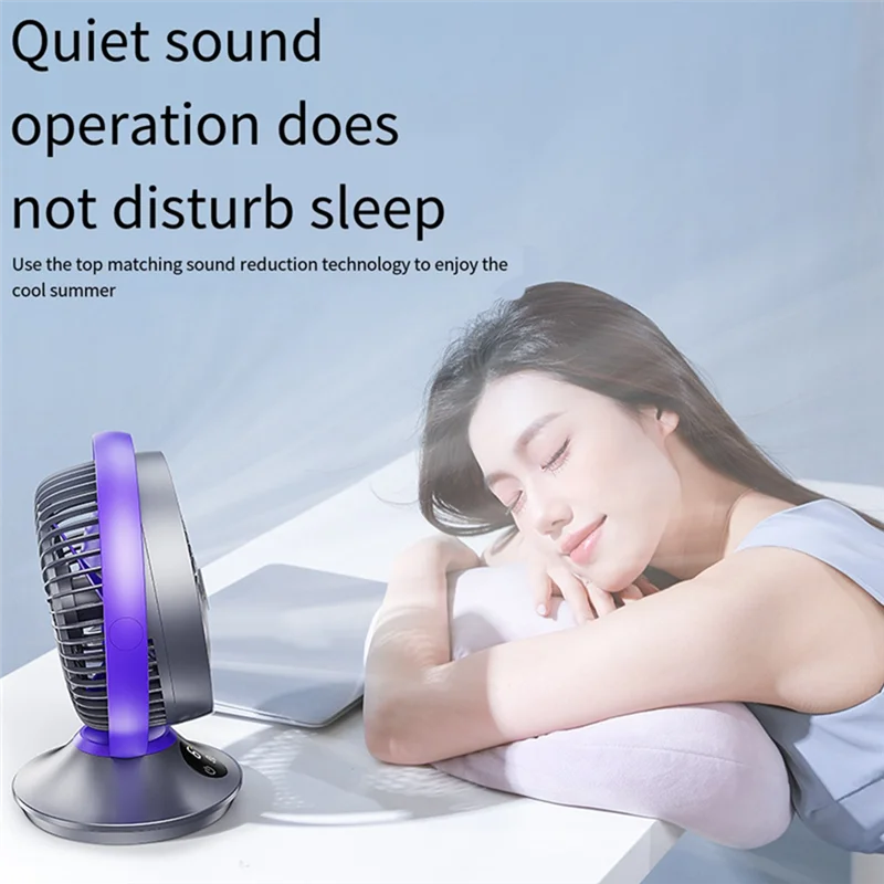 مروحة مكتب قابلة لإعادة الشحن ABGR-3000Mah، مروحة توزيع هواء محمولة للطاولة للغرفة بأكملها - 6 سرعات، 360 درجة °   إمالة سهلة التركيب وسهلة الاستخدام