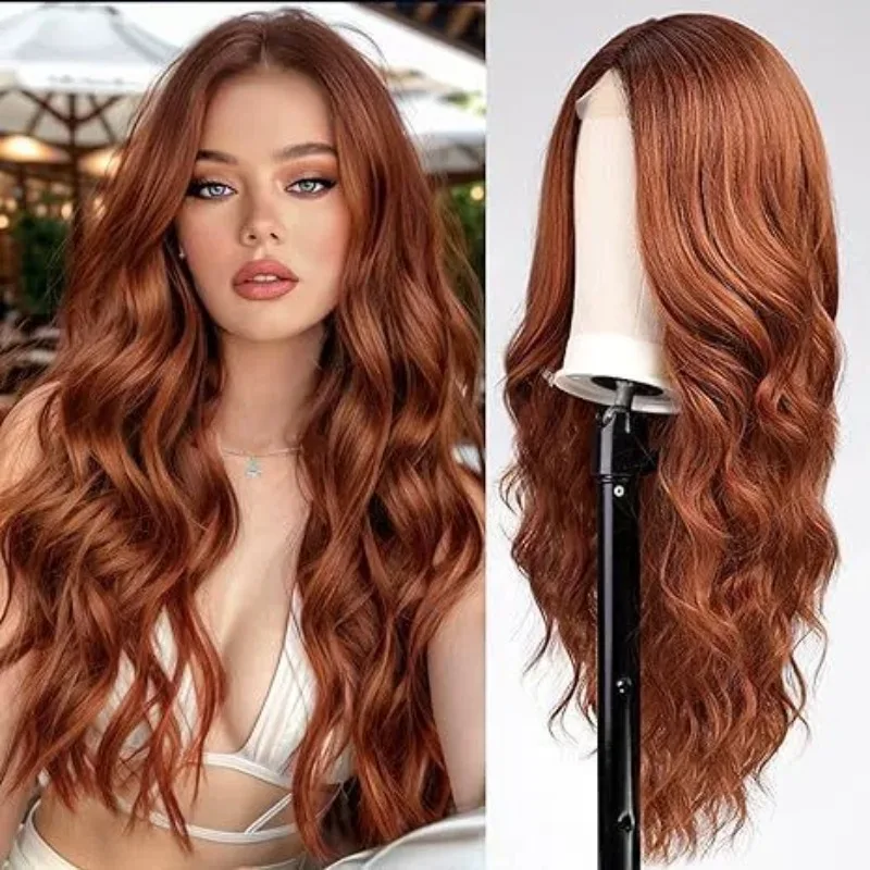 Parrucche lunghe per donna Parrucca piena sintetica resistente al calore con onde grandi Capelli ricci dall'aspetto naturale per l'uso quotidiano Senza grovigli