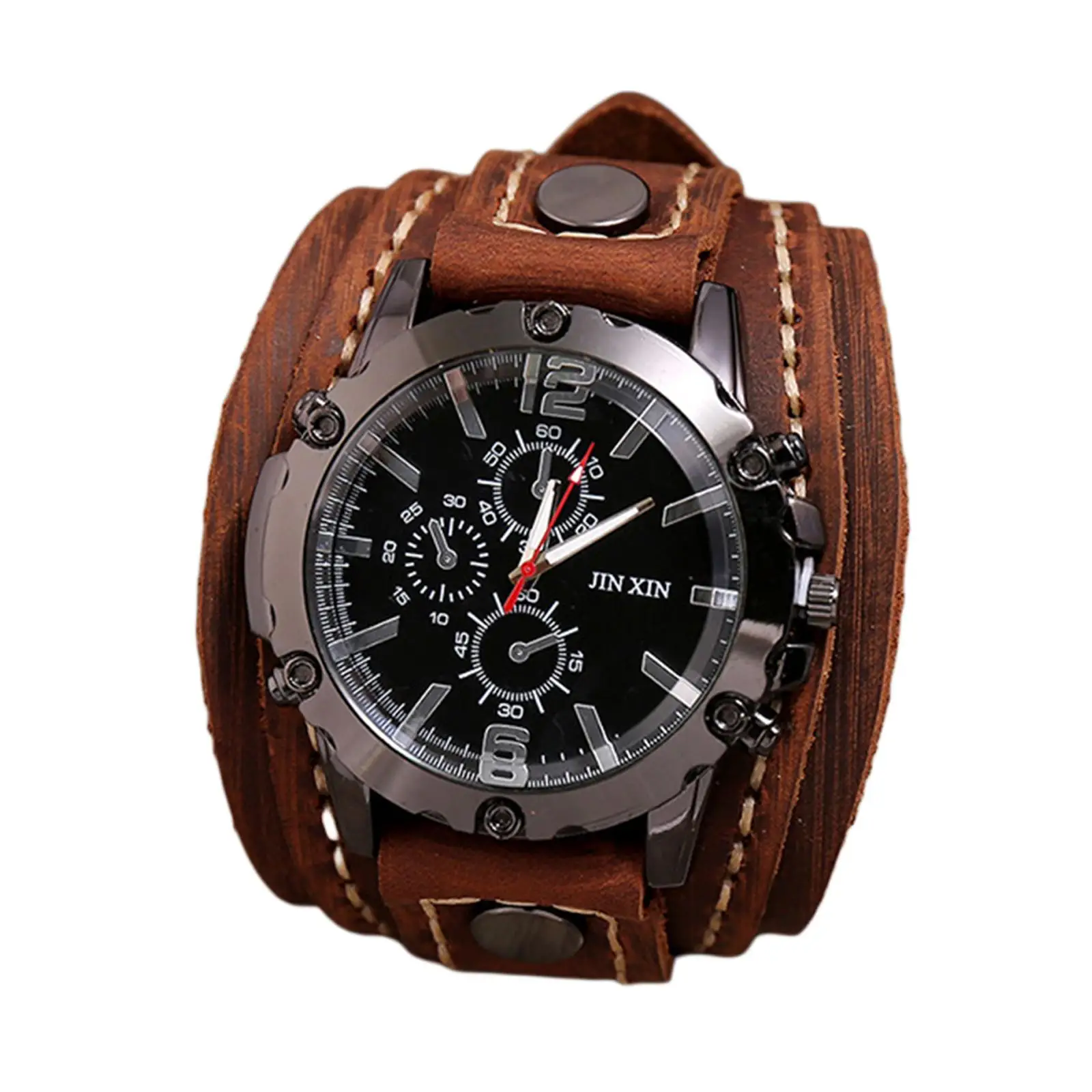 Wrist Watch Wide PU Leather Strap Band Cuff Watches Big Face Dial