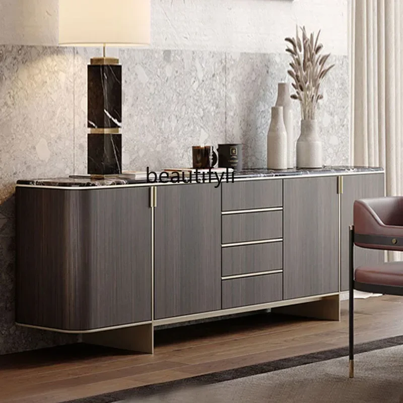 

32 Italian light luxury dining side cabinet living room against the wall marble porch cabinet designer decorative lockerAA