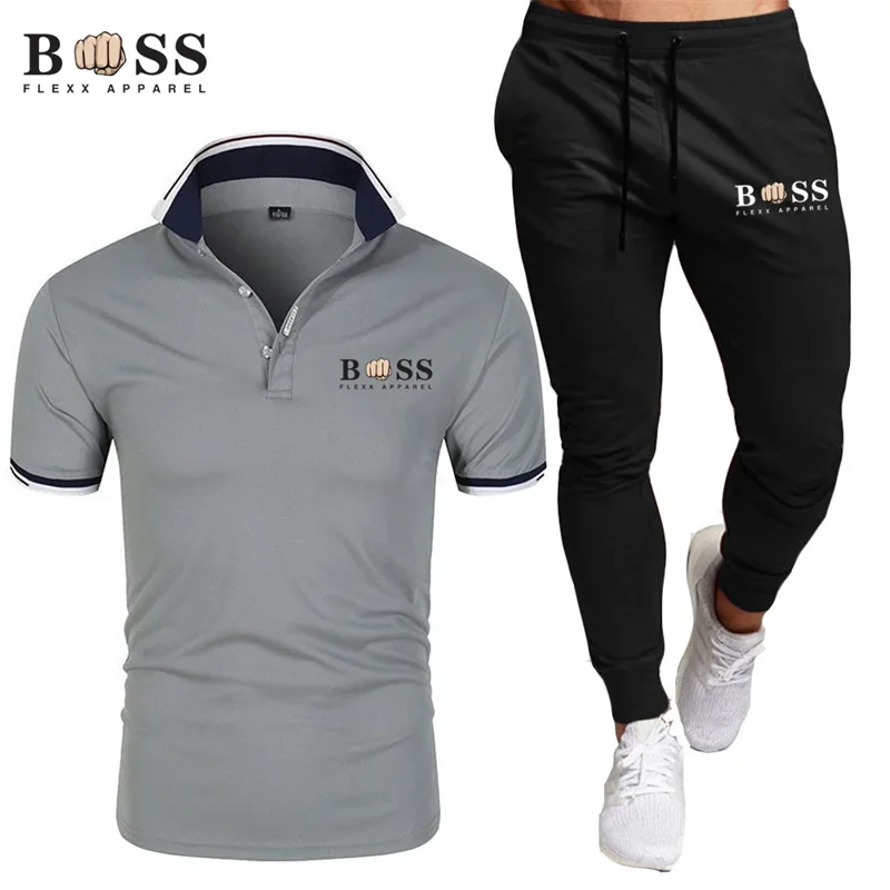 2024 Summer Men\'s Leisure Sports Set Brand POLO Shirt+Pants Two Piece Set Fitness Jogging Pants Sports and Leisure Set