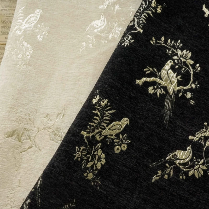 

Flower Bird Colored Woven Jacquard Fabric Gold Wire Relief Chinese Style Qipao Vest Autumn Winter Womens Clothing Coat Fabrics