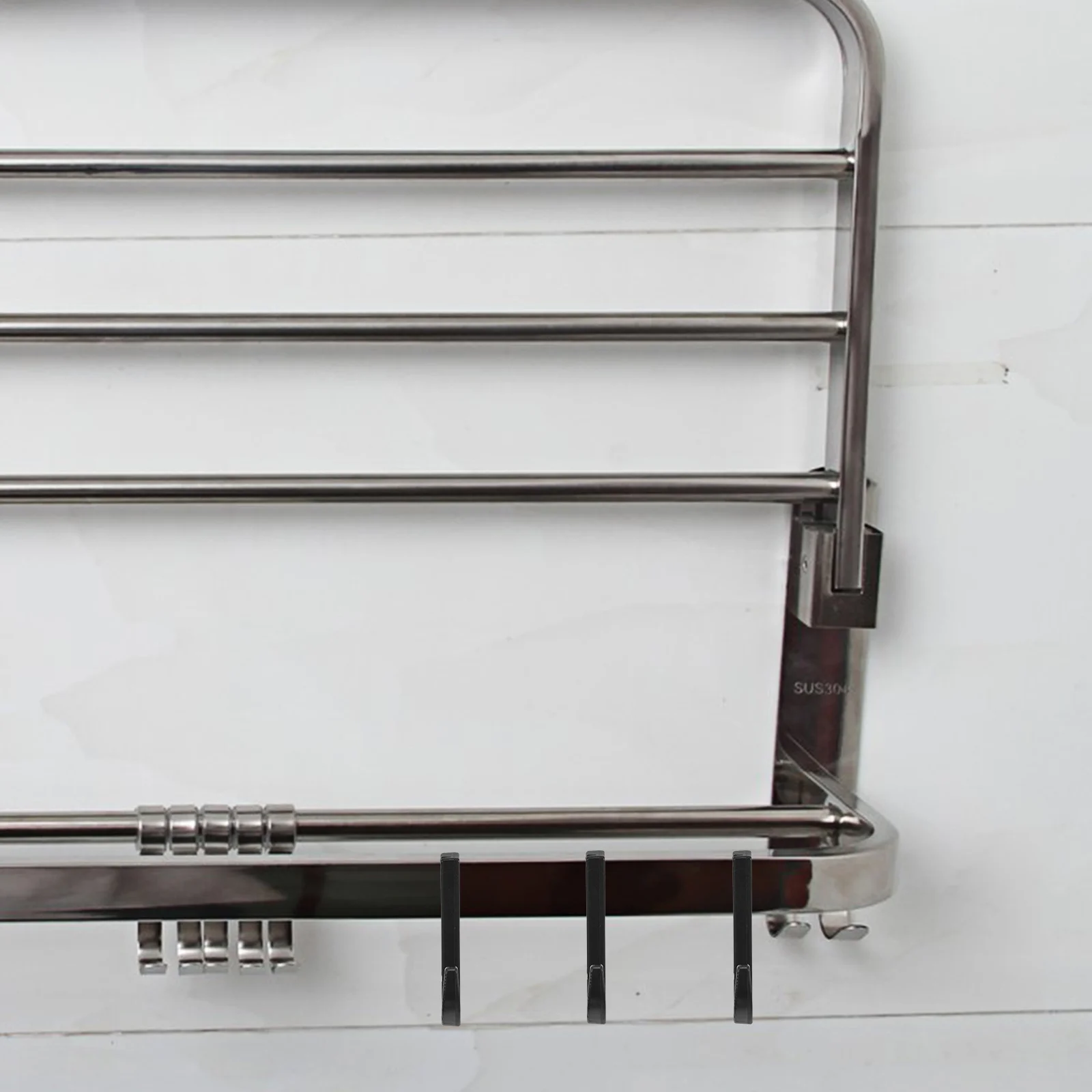 

4pcs Plastic Black J Hooks For Hanging Kitchen Bathroom Wall Bracket No Drilling Utility Hooks Long Lasting Multipurpose