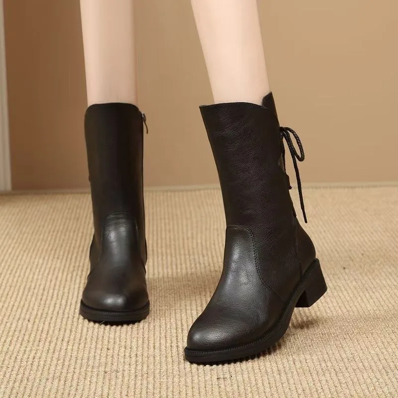 elegant-with-low-heels-black-pointed-toe-lace-up-half-high-boots-for-women-autumn-winter-chic-fleece-lined-mid-calf-shoes-woman