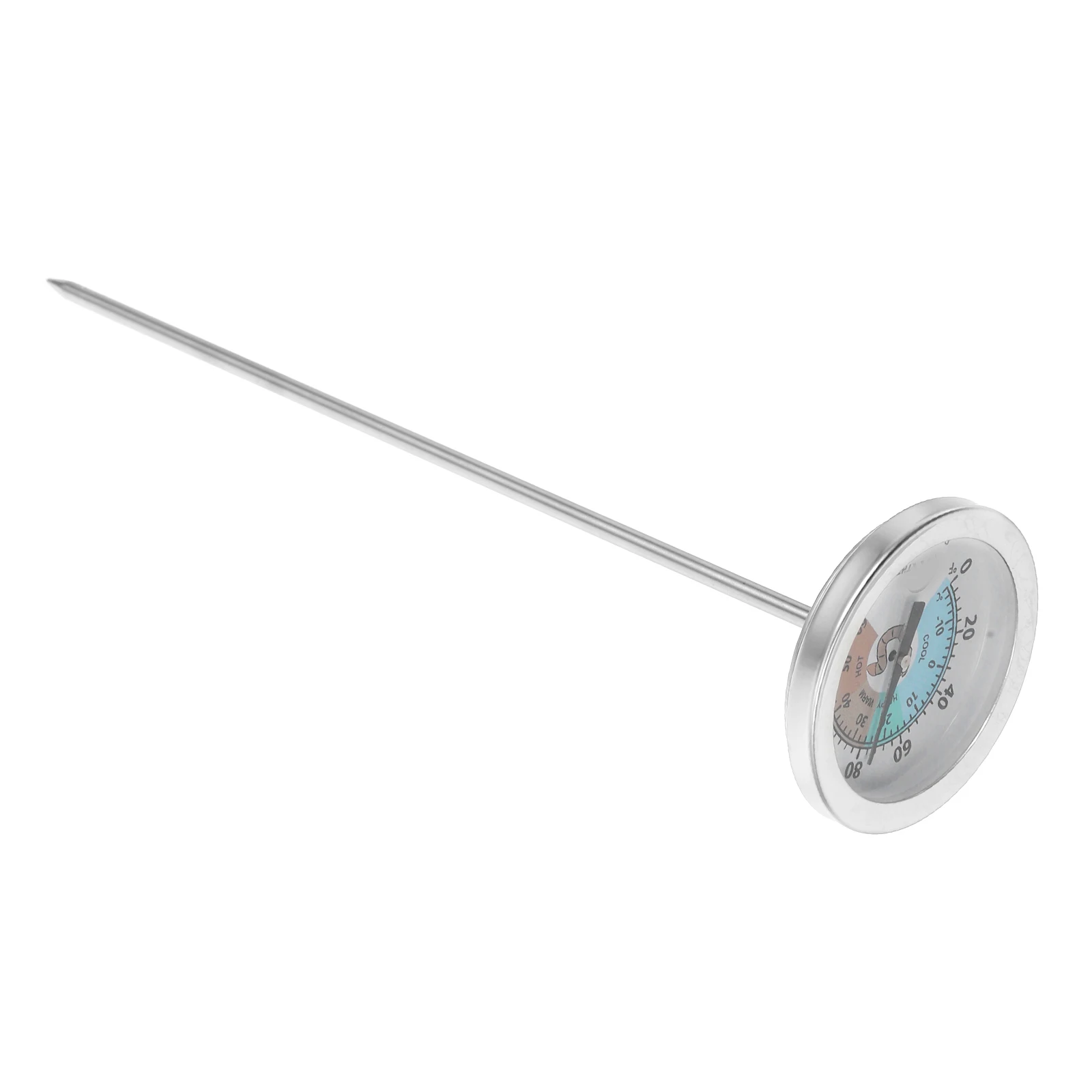 

Stainless Steel Soil Thermometer Long Stem Gardening Compost Thermometer Durable Outdoor Fahrenheit Celsius Silver Compact