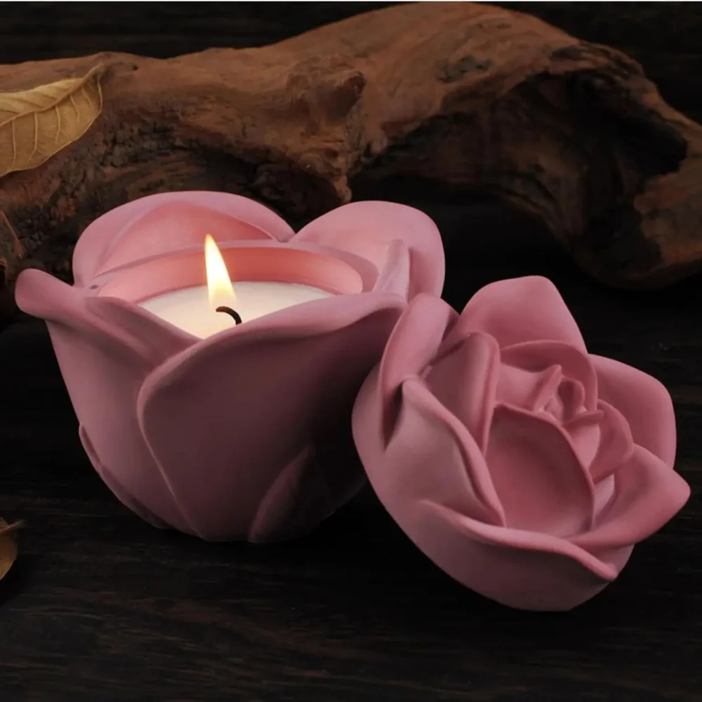 

1 комплект форм для свечей, силиконовых форм для банок с розами и крышкой для литья из эпоксидной смолы для ящика для хранения ювелирных изделий своими руками